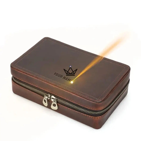 Étui à cigares en cuir personnalisable - Voyageur Signature - - etui cigare personnalisable - Cadeau, Noël, Anniversaire, Original, Fête des pères, fête des mères - Atelier Atypique