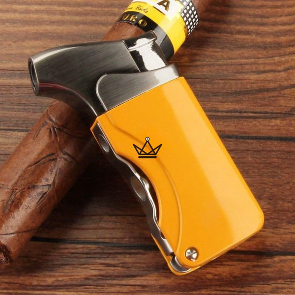 Briquet chalumeau VARGAS — torches & poinçon intégré, rechargeable | Jaune & Argent, Jaune