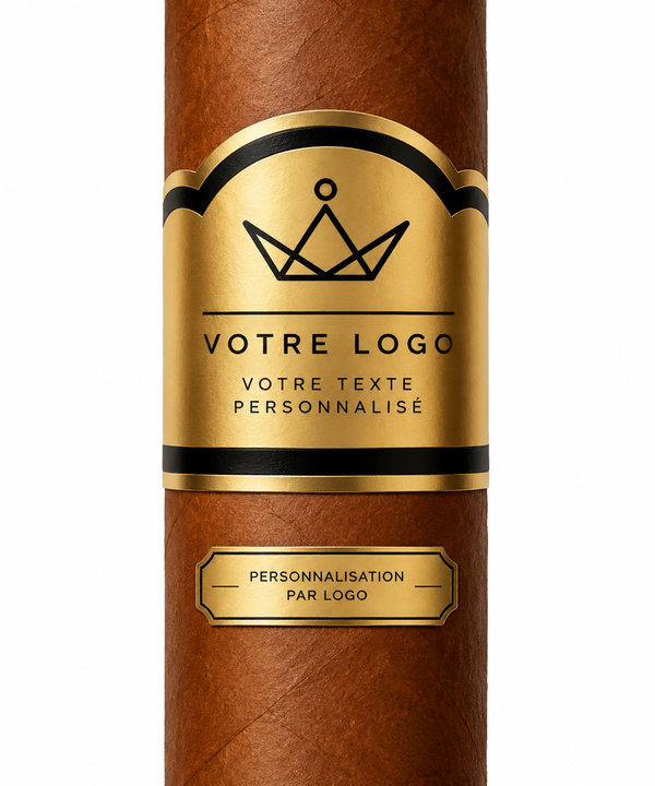 Bagues de cigare personnalisables noir et or, dorure à chaud — BLASON, 20 bagues / Logo personnalisé