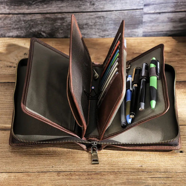 Organiseur de luxe en cuir - Voyageur Clutch (personnalisable) - - porte-carte personnalisable - Cadeau, Noël, Anniversaire, Original, Fête des pères, fête des mères - Atelier Atypique