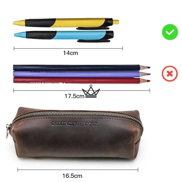 Petite trousse à crayons en cuir zippée personnalisable — Voyageur MINE – 6/13