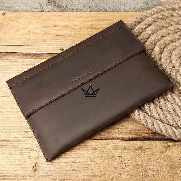 Personalizable 13"-14" Leather MacBook Sleeve — MISSIVE Traveler, 13.3 inches