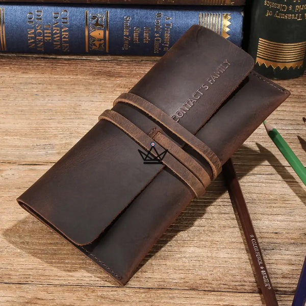 Customizable Leather Pen and Pencil Case – Voyageur Spool – 6/9