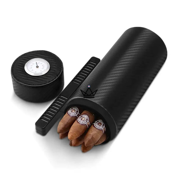 Orbal Carbon Humidor – Zylinder aus Kohlefaser & Zedernholz, 5 bis 10 Zigarren – 4/6