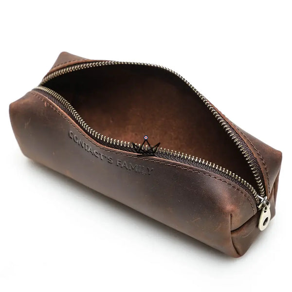 Petite trousse à crayons en cuir zippée personnalisable — Voyageur MINE – 13/13