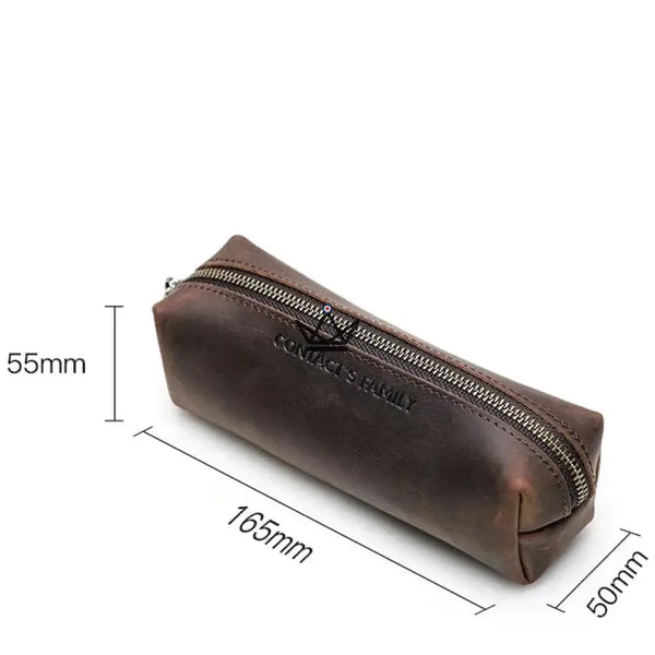 Petite trousse à crayons en cuir zippée personnalisable — Voyageur MINE – 9/13