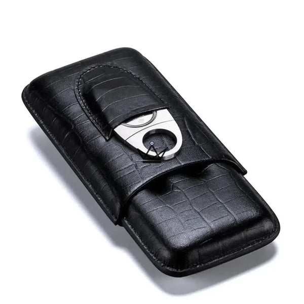 Zigarrenetui aus Leder für 3 Zigarren mit Zigarrenschneider — Silver Cortez – 3/13