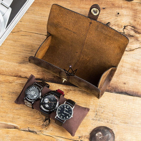 Etui de voyage pour montre automatique en cuir - ChronoGuard (personnalisable) - - etui montre personnalisable - Cadeau, Noël, Anniversaire, Original - Atelier Atypique