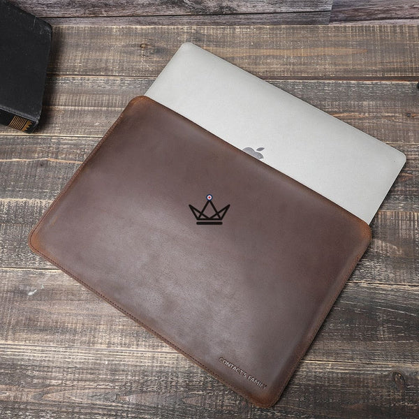 Personalisierbare Laptoptasche aus Leder — Sicuro Traveler, Kaffee / Luft 13: A1932