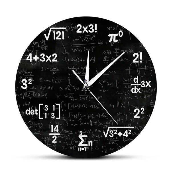 Horloge murale tableau noir équations mathématiques — THEOREMA, Sans cadre