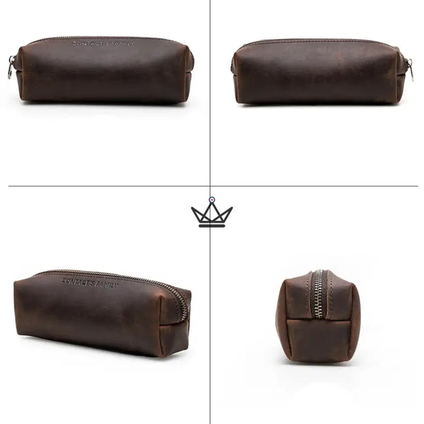 Petite trousse à crayons en cuir zippée personnalisable — Voyageur MINE – 10/13