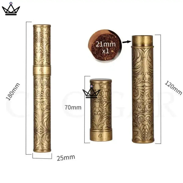 Tube à cigare Héritage Edition — cuivre doré, motifs gravés artisanaux, 1 cigare – 6/6