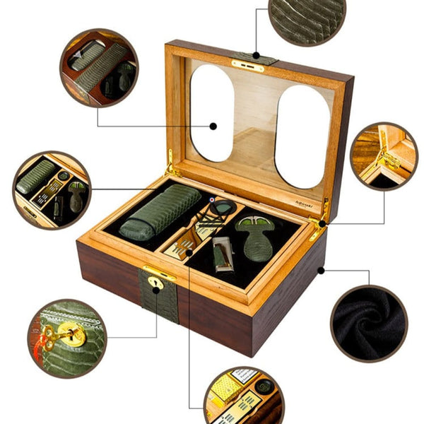 Coffret Cave a cigare et accessoires - Aurelius Luxe - - coffret cigare - Cadeau, Noël, Anniversaire, Original - Atelier Atypique