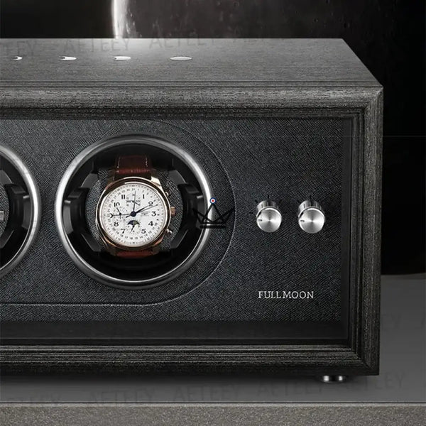 Automatic Watch Winder FULL MOON — Moon Phases, LED, Anti-Magnetic, 2 or 4 Watches – 4/16