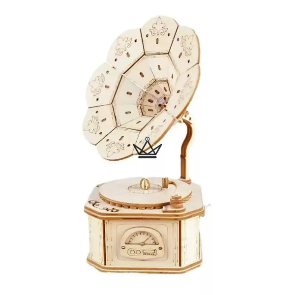 3D wooden gramophone music box puzzle with hand crank - SERENADE