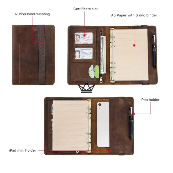 Customizable A5 Leather Organizer — VOYAGEUR Galenda