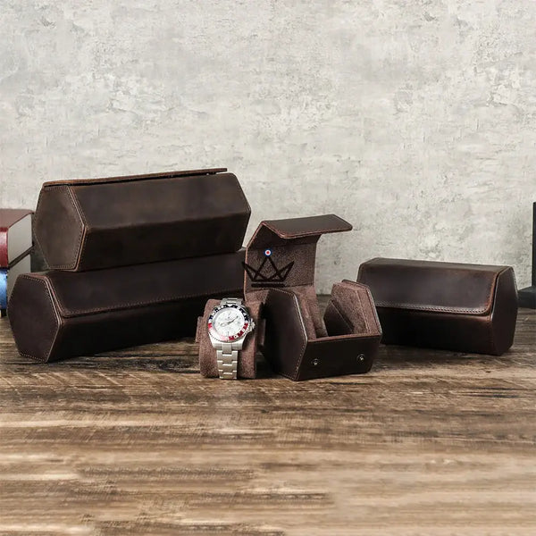 Etui de voyage personnalisable pour montre automatique en cuir — Voyageur Hexagone – 10/26