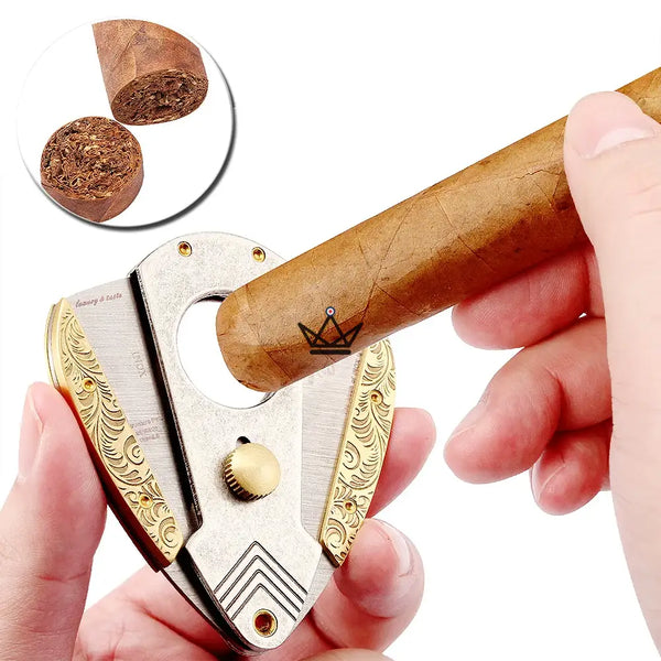 Nyfe Heritage Zigarrenschneider – Doppelklingen-Guillotine aus Edelstahl, Gold- & Silber-Finish, 58 Ringmaß, inklusive eleganter Geschenkbox – 5/8