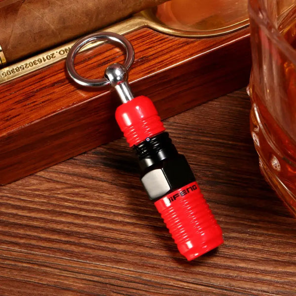 Emporte-pièce à cigare double porte-clés en acier inoxydable — BINÔME, Rouge & noir