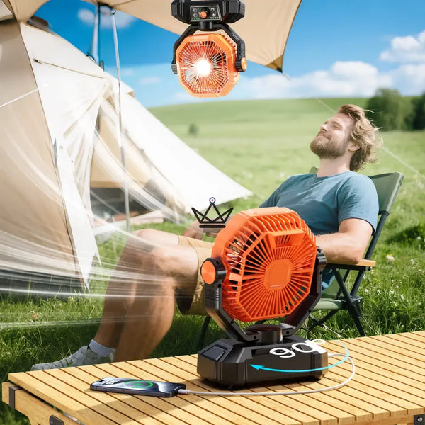 Ventilateur portable sur batterie NOELY — 20 000 mAh, LED & Power Bank – 8/17