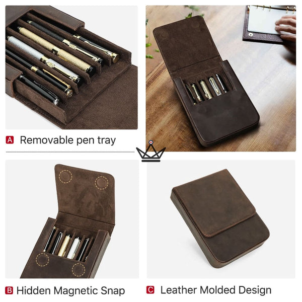 Etui en cuir de luxe pour stylo plume - Magnus (personnalisable) - - etui stylo personnalisable - Cadeau, Noël, Anniversaire, Original - Atelier Atypique