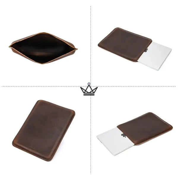 Personalisierbare Macbook-Hülle aus Leder 13"-14" - Voyageur SKIN