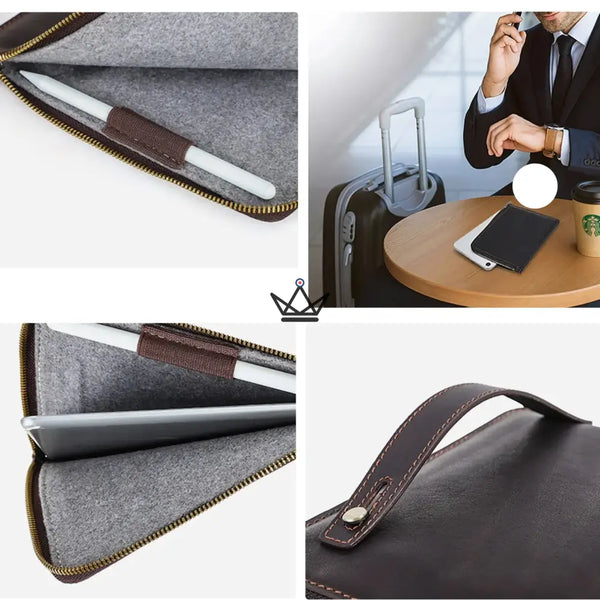 Pochette zippée iPad mini en cuir personnalisable à dragonne — Voyageur OPUS – 7/11