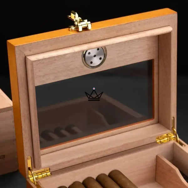 Cave à cigares Enigma Style — cèdre espagnol, vitrée, fermeture code secret, 20 à 30 cigares – 5/12