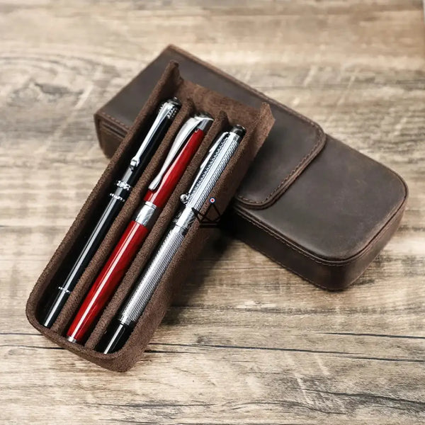 Étui 3 stylos en cuir personnalisable avec plateau amovible — Voyageur TERCET – 9/18
