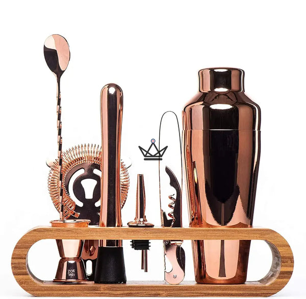 Kit de bar 10 pièces sur présentoir en bambou — MIXOLOGUE, Cuivré