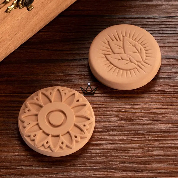 Pierres humidificatrices en terre cuite pour cigare et tabac — ARGILE, Feuillage / 3 pièces