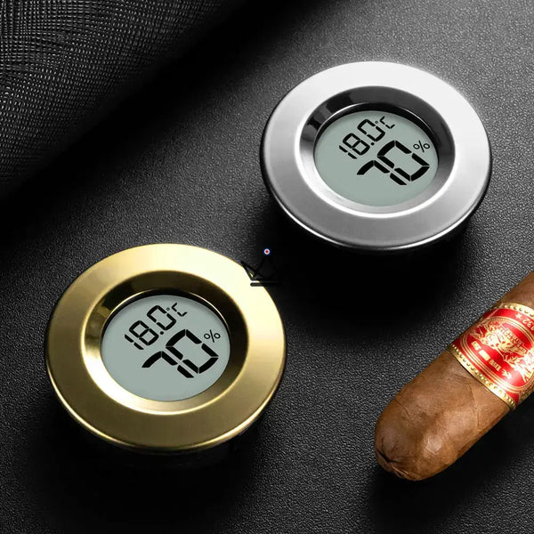ELITEGUARD Elektronisches Zigarren-Hygrometer – LCD, Hygrometer & Thermometer | Zigarrenhumidor, Gold