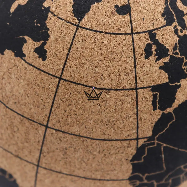 Globe terrestre en liège à punaiser sur pied métal, mappemonde 14,5 cm — PÉRIPLE – 6/9