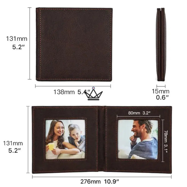 Cadre photo double pliant en cuir personnalisable — Voyageur SOUVENIR – 5/9