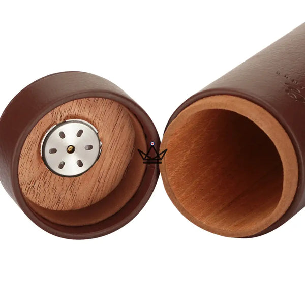 ORBAL Edition Reisehumidor – zylindrisch, Echtes Leder & Zedernholz, 5 bis 10 Zigarren, Schwarz oder Braun – 9/13