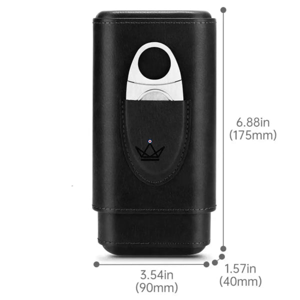 Étui à cigares Mirlos Wood — cuir & cèdre espagnol, 2 ou 3 cigares, coupe-cigare inclus – 12/20