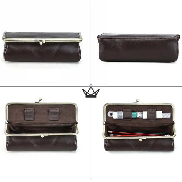 Personalized Leather Pouch with Vintage Clasp — Traveler SCRIPT – 5/8