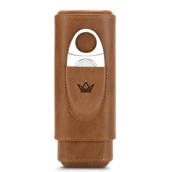 Étui à cigares Mirlos Wood — cuir & cèdre espagnol, 2 ou 3 cigares, coupe-cigare inclus – 17/20