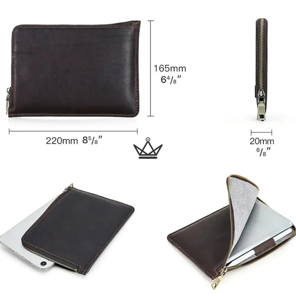Pochette zippée iPad mini en cuir personnalisable à dragonne — Voyageur OPUS – 8/11