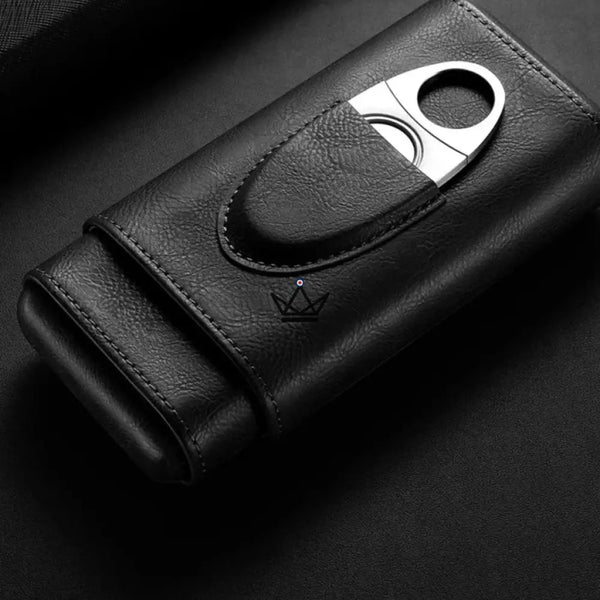 Étui à cigares Mirlos Wood — cuir & cèdre espagnol, 2 ou 3 cigares, coupe-cigare inclus – 3/20
