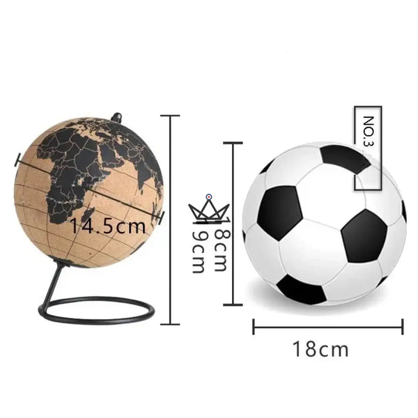Globe terrestre en liège à punaiser sur pied métal, mappemonde 14,5 cm — PÉRIPLE – 8/9