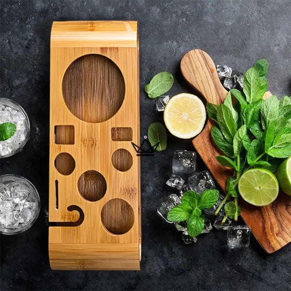 10-teiliges Bar-Set auf Bambusständer - MIXOLOGUE