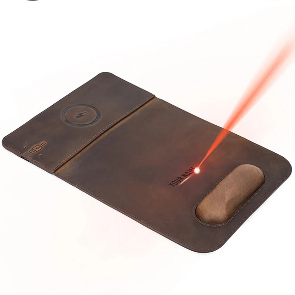 Tapis de souris personnalisable en cuir avec chargeur Sans Fil — Voyageur Magellan – 3/11