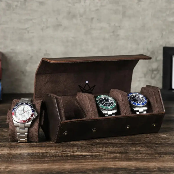 Etui de voyage personnalisable pour montre automatique en cuir — Voyageur Hexagone – 5/26