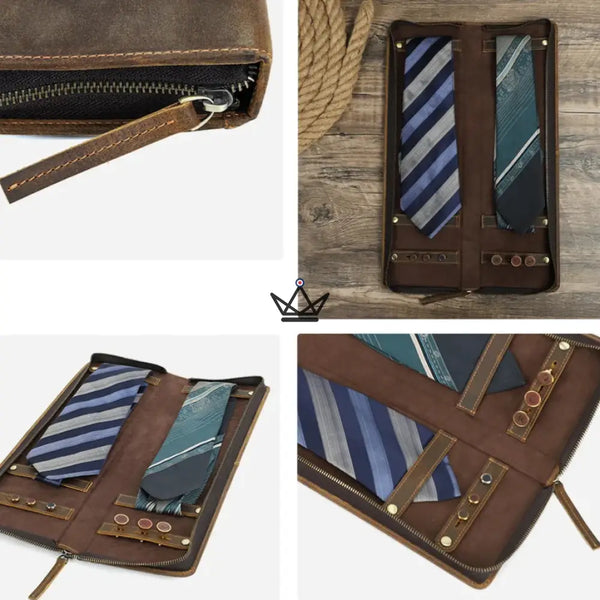 Personalisierbares Krawattenetui aus Leder - Voyageur Windsor – 7/11