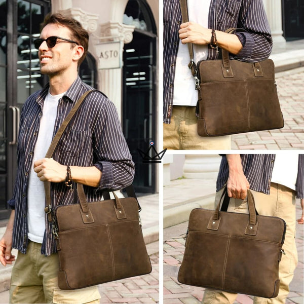 Sacoche de travail en cuir personnalisable - Manhattan - - Sacoche personnalisable - Cadeau, Noël, Anniversaire, Original - Atelier Atypique