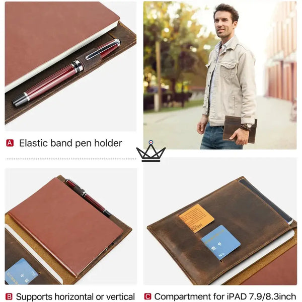 Personalisierbare Ledermappe – Tablet & Notizbuch A5 / B5 – VOYAGEUR Folio