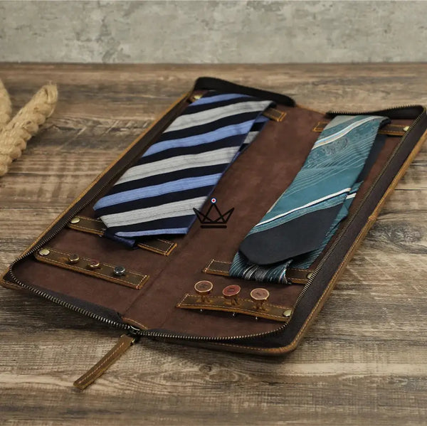 Personalisierbares Krawattenetui aus Leder - Voyageur Windsor – 3/11