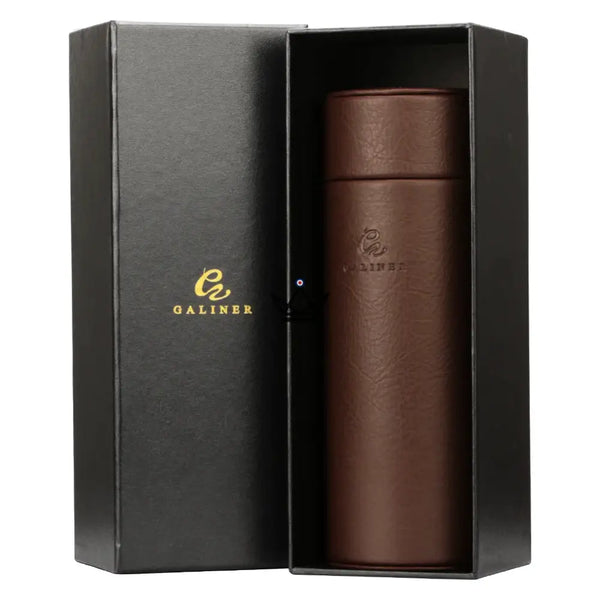 ORBAL Edition Reisehumidor – zylindrisch, Echtes Leder & Zedernholz, 5 bis 10 Zigarren, Schwarz oder Braun – 10/13