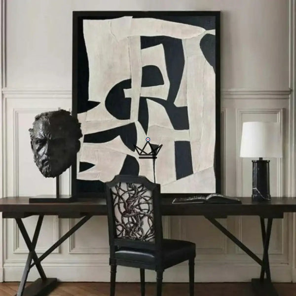 Peinture à l'huile sur toile XXL - Monochrome Abstraction - - toile - Cadeau, Noël, Anniversaire, Original, Fête des pères, fête des mères - Atelier Atypique